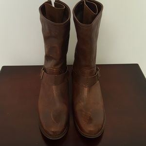 Brown leather boots